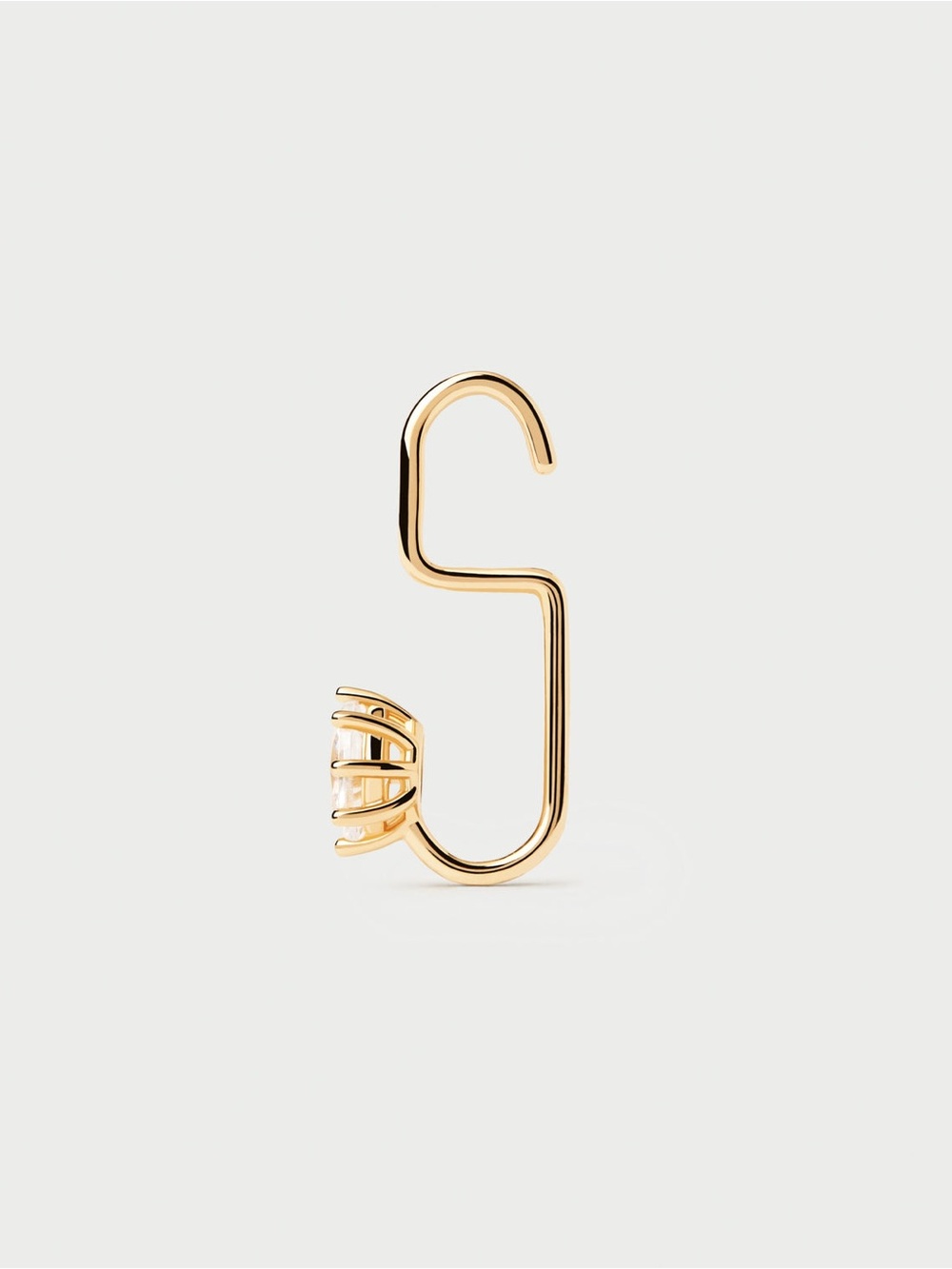 PDPAOLA Lila S Shape Single Earring in 18K Gold Plated Sterling Silver Zirconia - Picture 3 of 14